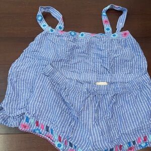 Love by gap dreamwell crinkle Blue & White Camisole & pj shorts set medium